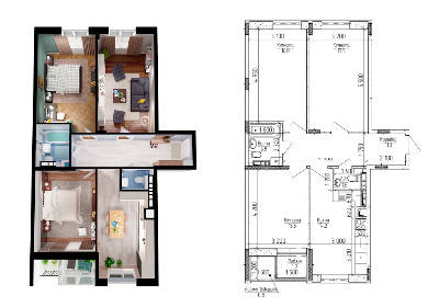 3-комнатная 78.2 м² в ЖМ Новая Буча от 12 500 грн/м², г. Буча