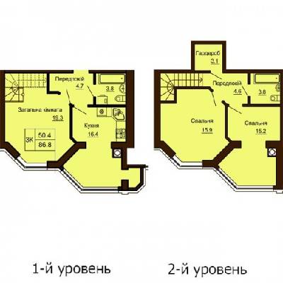 Двухуровневая 86.8 м² в ЖК София Клубный от 30 000 грн/м², с. Софиевская Борщаговка