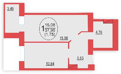 1-комнатная 37.96 м² в ЖК София Киевская от 13 300 грн/м², с. Софиевская Борщаговка