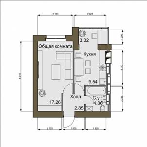 1-комнатная 35.37 м² в ЖК Софиевский квартал от 16 500 грн/м², с. Софиевская Борщаговка