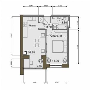1-комнатная 40.19 м² в ЖК Софиевский квартал от 16 500 грн/м², с. Софиевская Борщаговка