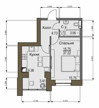 1-комнатная 37.22 м² в ЖК Софиевский квартал от 16 500 грн/м², с. Софиевская Борщаговка