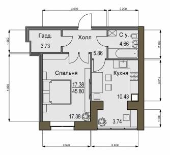 1-комнатная 45.8 м² в ЖК Софиевский квартал от 16 500 грн/м², с. Софиевская Борщаговка
