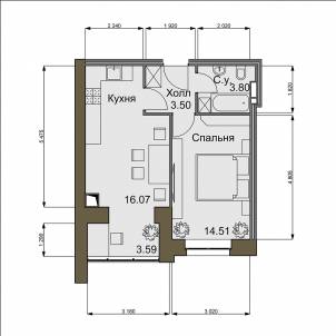 1-комнатная 39.68 м² в ЖК Софиевский квартал от 16 500 грн/м², с. Софиевская Борщаговка