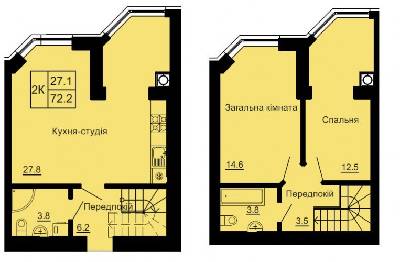 Двухуровневая 72.2 м² в ЖК София Клубный от 32 000 грн/м², с. Софиевская Борщаговка
