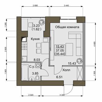 1-комнатная 37.05 м² в ЖК Софиевский квартал от 16 500 грн/м², с. Софиевская Борщаговка