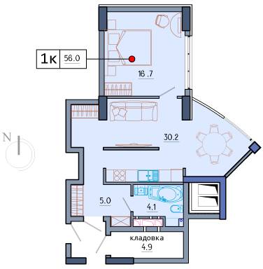 1-кімнатна 56 м² в ЖК Покровський посад від 39 200 грн/м², Київ