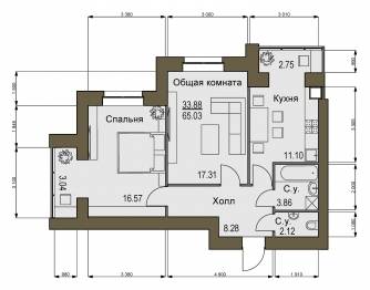 2-комнатная 65.03 м² в ЖК Софиевский квартал от 15 100 грн/м², с. Софиевская Борщаговка