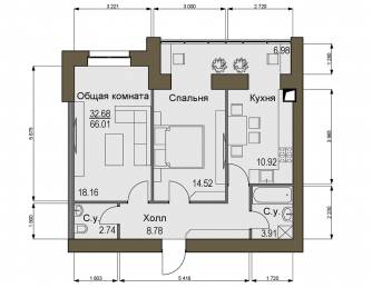 2-комнатная 66.01 м² в ЖК Софиевский квартал от 15 100 грн/м², с. Софиевская Борщаговка