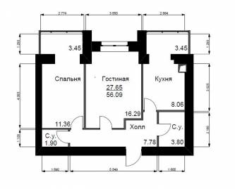 2-комнатная 56.09 м² в ЖК Софиевский квартал от 15 100 грн/м², с. Софиевская Борщаговка