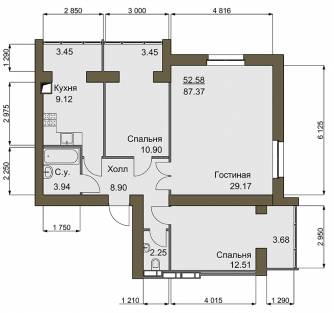 3-комнатная 89.8 м² в ЖК Софиевский квартал от 18 500 грн/м², с. Софиевская Борщаговка