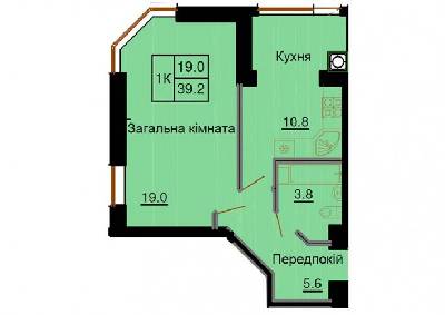 1-комнатная 39.2 м² в ЖК София Клубный от застройщика, с. Софиевская Борщаговка