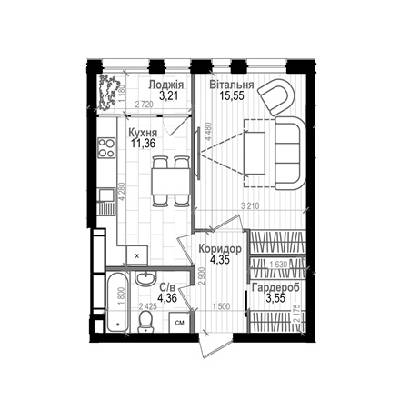 1-кімнатна 42.38 м² в ЖК Науки 58 від 22 400 грн/м², Київ