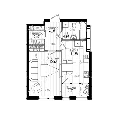 1-кімнатна 41.68 м² в ЖК Науки 58 від 22 400 грн/м², Київ