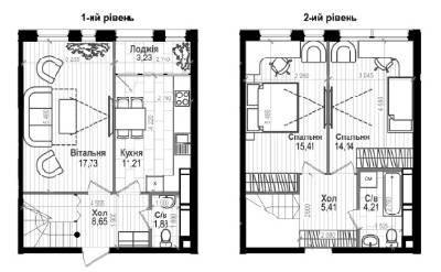 Дворівнева 81.87 м² в ЖК Науки 58 від 19 200 грн/м², Київ