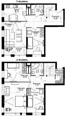 Дворівнева 122.99 м² в ЖК Науки 58 від 19 200 грн/м², Київ