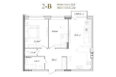 2-кімнатна 61.6 м² в КБ DeLuxe від 20 500 грн/м², м. Ірпінь