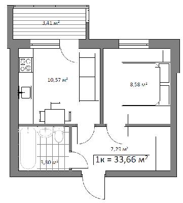 1-кімнатна 33.6 м² в ЖК Гранд Віллас від 9 500 грн/м², смт Ворзель