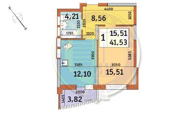 1-комнатная 41.53 м² в ЖК Медовый от 21 855 грн/м², Киев