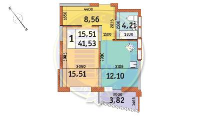 1-комнатная 41.53 м² в ЖК Медовый от 21 855 грн/м², Киев