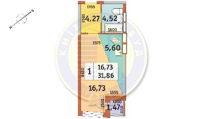 1-комнатная 31.86 м² в ЖК Медовый от 24 450 грн/м², Киев