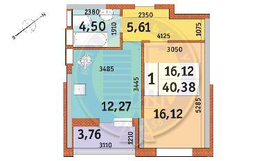 1-комнатная 40.38 м² в ЖК Медовый от 21 855 грн/м², Киев
