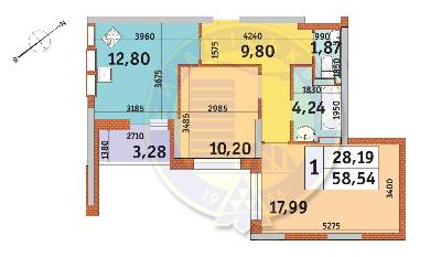 2-комнатная 58.54 м² в ЖК Медовый от 21 924 грн/м², Киев