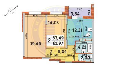 2-комнатная 61.97 м² в ЖК Медовый от 21 500 грн/м², Киев