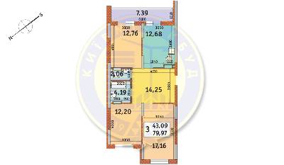 3-комнатная 79.97 м² в ЖК Медовый от 28 385 грн/м², Киев