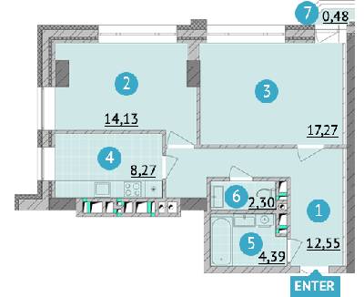 2-комнатная 59.39 м² в ЖК Smart Plaza Obolon от 47 550 грн/м², Киев