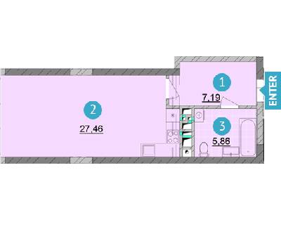 1-комнатная 40.51 м² в ЖК Smart Plaza Obolon от 47 550 грн/м², Киев