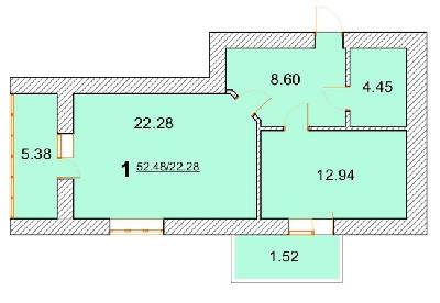 1-комнатная 52.48 м² в ЖК на ул. Новая, 31А, 31Б от 22 000 грн/м², г. Борисполь