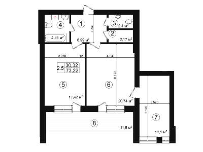 2-кімнатна 73.22 м² в ЖК Козацький Гай від 39 850 грн/м², Київ