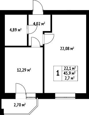1-кімнатна 45.9 м² в ЖК Волошковий від 17 950 грн/м², с. Софіївська Борщагівка