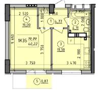 1-кімнатна 40.22 м² в ЖК Борисо-Глібський від 17 150 грн/м², м. Вишгород