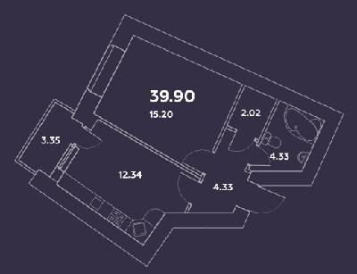 1-кімнатна 39.9 м² в ЖК Затишний квартал від 17 700 грн/м², с. Софіївська Борщагівка