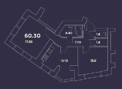 2-кімнатна 60.3 м² в ЖК Затишний квартал від 20 000 грн/м², с. Софіївська Борщагівка