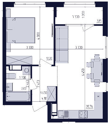 1-комнатная 47 м² в ЖК Современный квартал от 27 000 грн/м², Киев