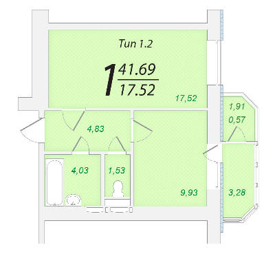 1-кімнатна 41.69 м² в ЖК Лісовий-2 від забудовника, Київ