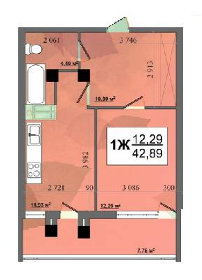 1-комнатная 42.89 м² в ЖК Мега-сити от застройщика, Киев