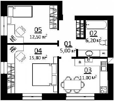 2-кімнатна 50.5 м² в ЖК City Lake від 14 000 грн/м², с. Шевченкове
