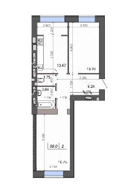 2-комнатная 58 м² в ЖК Новые Метры Park от 24 000 грн/м², г. Ирпень