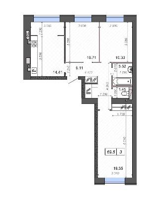 3-комнатная 69.5 м² в ЖК Новые Метры Park от 24 000 грн/м², г. Ирпень