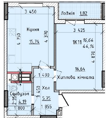 1-кімнатна 44.1 м² в ЖК Київські Зорі від 14 700 грн/м², м. Вишгород