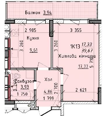 1-кімнатна 39.6 м² в ЖК Київські Зорі від 14 700 грн/м², м. Вишгород