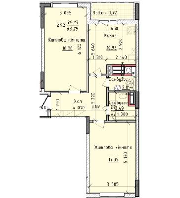 2-кімнатна 63.2 м² в ЖК Київські Зорі від 14 700 грн/м², м. Вишгород