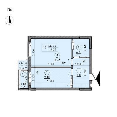 1-кімнатна 46.47 м² в ЖК Зеніт від 20 000 грн/м², м. Вишгород