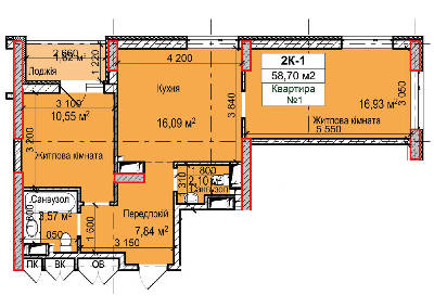 2-кімнатна 58.7 м² в ЖК Вишгород Сіті Парк від 16 000 грн/м², м. Вишгород