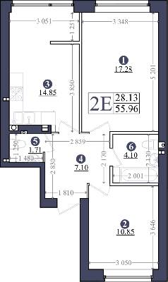 2-кімнатна 55.96 м² в ЖК Емоція від 15 700 грн/м², с. Хотів