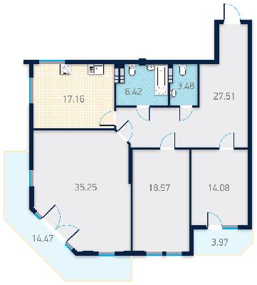3-комнатная 128.4 м² в КД Spas Sky от 58 000 грн/м², Киев